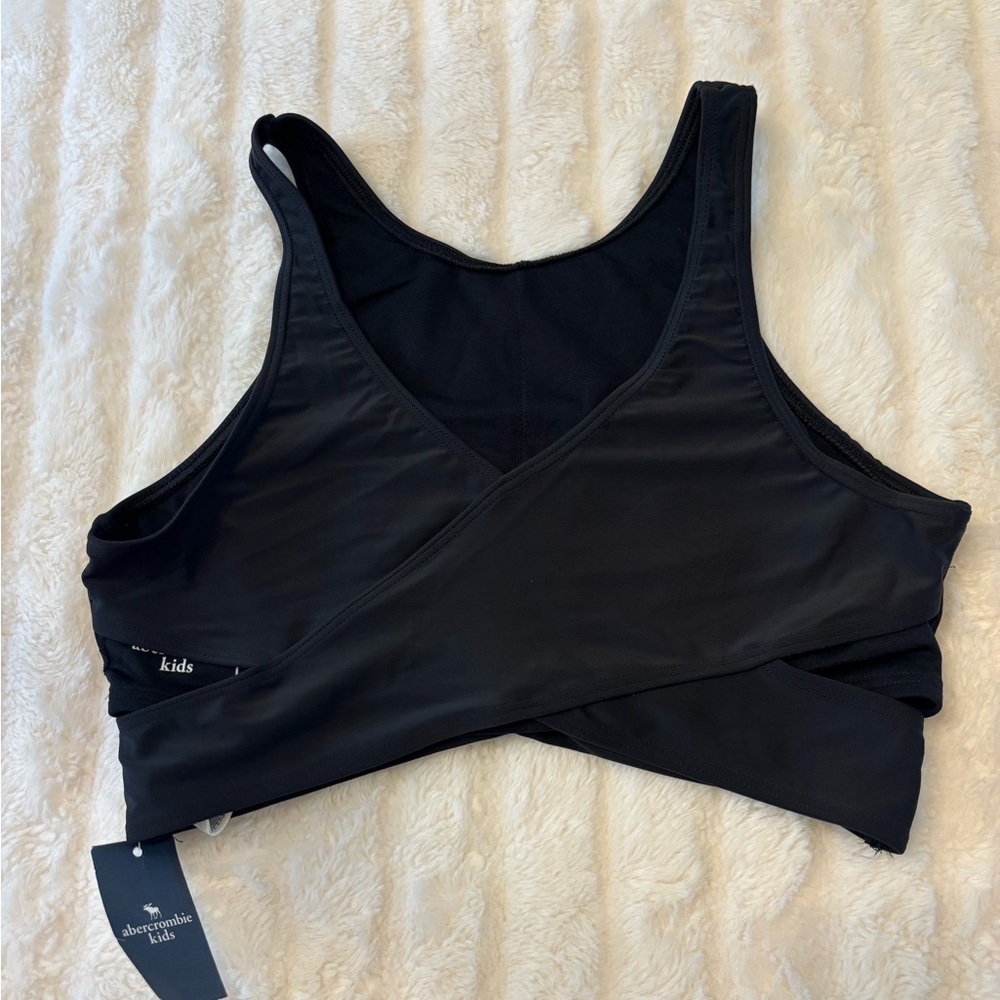 NWT Abercrombie Kids Black Bikini Criss Cross Top size 15/16
